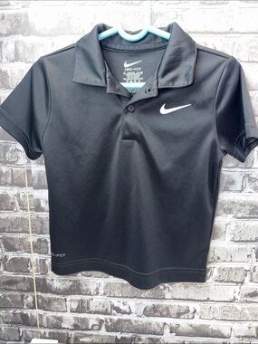 Nike Black Boys' Dri-FIT Polo with White Swoosh